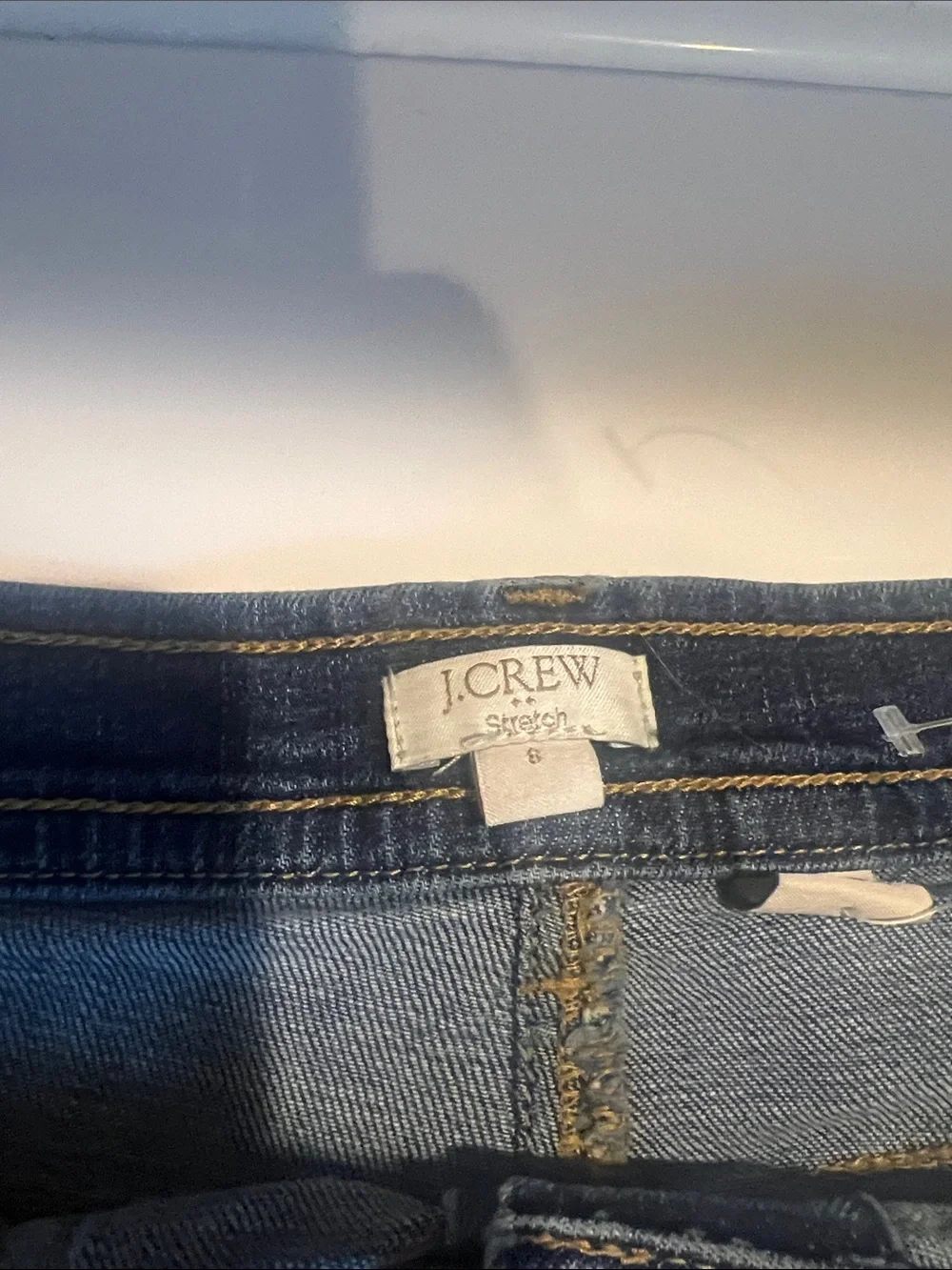 J.Crew Stretch Button-Front Denim Mini Skirt in Dark Blue